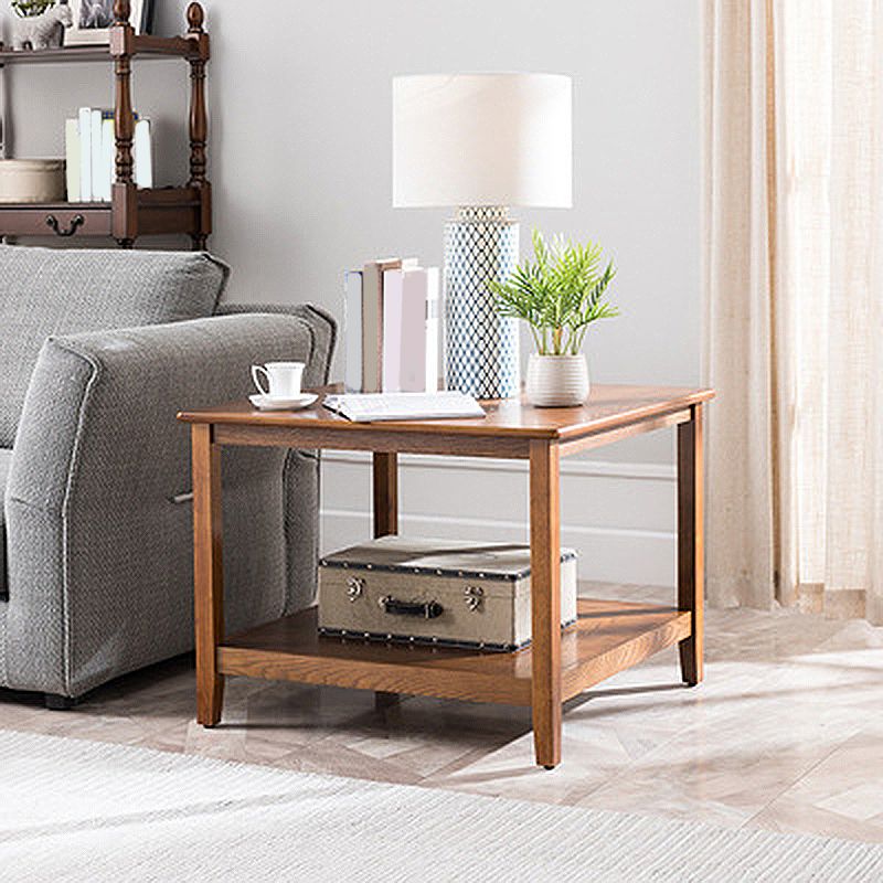 Table de l'extrémité en bois tradiculal Table d'appoint canapé à double niveau pour le salon
