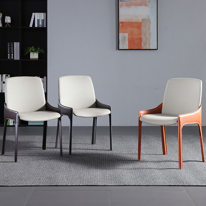 Modern Style Faux Leather Arm Dining Chairs Metal Dining Chair for Home Use Clearhalo 'Dining Chairs' 'Dining Tables & Seating' 'dining_chair' 'furn' 'furn_dining_chair' 'Furniture' 'Kitchen & Dining Furniture' 1200x1200_9ce6b10e-00cd-4455-9310-2e5c39374bd3