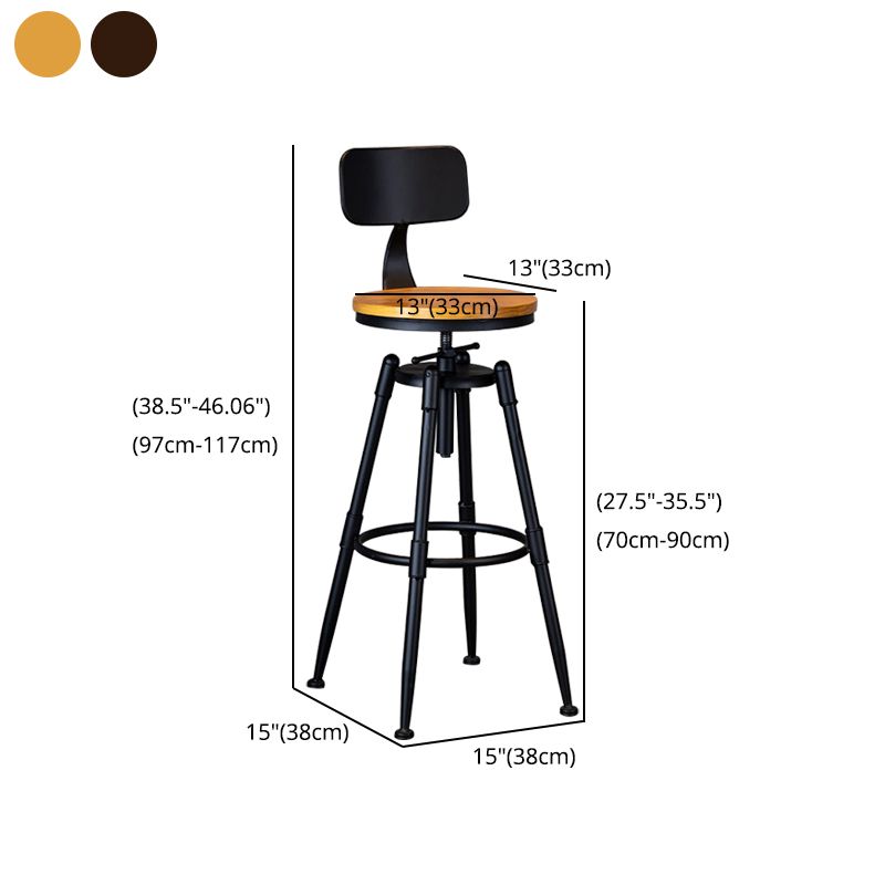 Industrial Adjustable Height Footrest Iron Bar Stool 27.55" Kitchen Stool with Black Legs Clearhalo 'Bar Furniture' 'Bar Stools' 'bar_stools' 'furn' 'furn_bar_stools' 'furniture_bar_stools' 'Kitchen & Dining Furniture' 'kitchen&dining_furn' 'kitchen' 'kitchen_furn' Furniture' 1200x1200_9ce743c8-f664-4066-a896-ab6e4c6ca81d