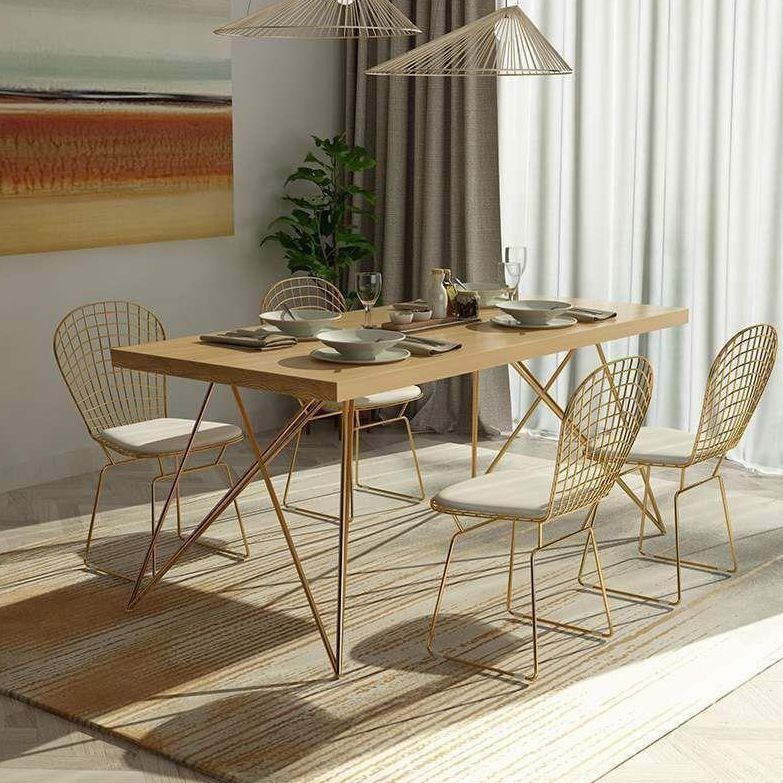 Traditional Luxury Rectangle Dining Room Table Pine Solid Wood Table with 4 Metal Legs Clearhalo ' dining_table' 'Dining Tables & Seating' 'Dining Tables' 'furn' 'furn_dining_table' 'Furniture' 'furniture_dining_table' 'Kitchen & Dining Furniture' 'kitchen&dining_furn' 'kitchen' 'kitchen_dining_table' 1200x1200_9ce7bf09-2713-463d-9f58-14a7c3903f22