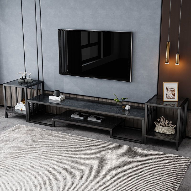 Glass TV Stand for TVs up to 18" H , Glam Open Storage TV Stand - Black / Gold Clearhalo 'furn' 'furn_tv_stands_entertainment_centers' 'Furniture' 'Living Room Furniture' 'TV Stands & Entertainment Centers' 'TV Stands & Media Storage Furniture' 'tv_stands_entertainment_centers' 1200x1200_9ce8515f-6162-42fd-8da0-152477e62aaf