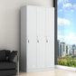 White Steel Wardrobe Armoire Contemporary Hinged Wardrobe Cabinet Clearhalo 'Armoires & Wardrobes' 'armoires_wardrobes' 'Bedroom Furniture' 'furn' 'furn_armoires_wardrobes' 'Furniture' 1200x1200_9ce9ba75-642f-4b1e-986a-d3aa5e1a1795