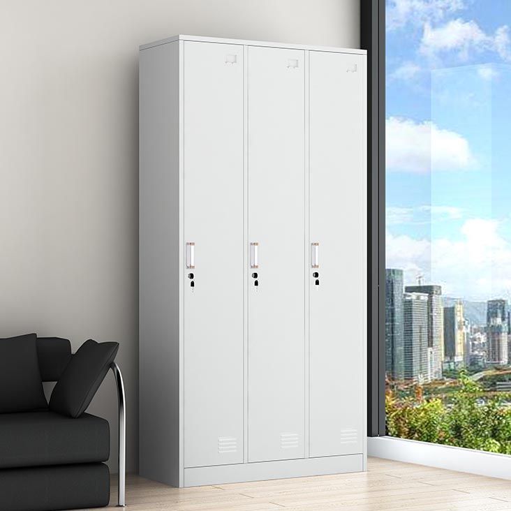 White Steel Wardrobe Armoire Contemporary Hinged Wardrobe Cabinet Clearhalo 'Armoires & Wardrobes' 'armoires_wardrobes' 'Bedroom Furniture' 'furn' 'furn_armoires_wardrobes' 'Furniture' 1200x1200_9ce9ba75-642f-4b1e-986a-d3aa5e1a1795