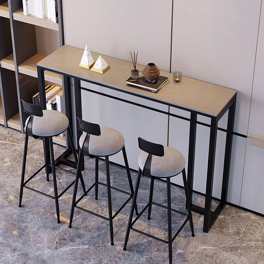 Tavolo da pranzo con barra da pranzo con barra rettangolo contemporaneo e tavolo da bar di base di ferro