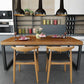 Solid Wood Top Dining Table Rectangle Pine Wood Table with Sled Base in Black