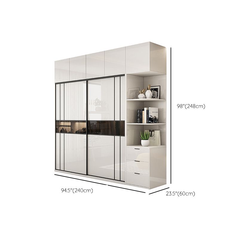 White Colour Wooden Wardrobe Cloth Rod Included Wardrobe Closet with Shelves Clearhalo 'Armoires & Wardrobes' 'armoires_wardrobes' 'Bedroom Furniture' 'furn' 'furn_armoires_wardrobes' 'Furniture' 1200x1200_9cef6e93-b57e-487e-8617-10b420a46606