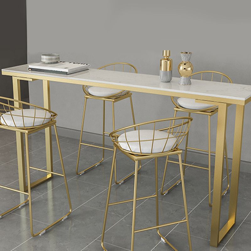 Glam Bar Height Table Faux Marble Top Bistro Table with Sled Base Clearhalo 'Bar Furniture' 'Bar Tables' 'bar_tables' 'furn' 'furn_bar_tables' 'Furniture' 'Kitchen & Dining Furniture' 1200x1200_9cefe1cc-a259-4994-a242-7f24dfd1e198