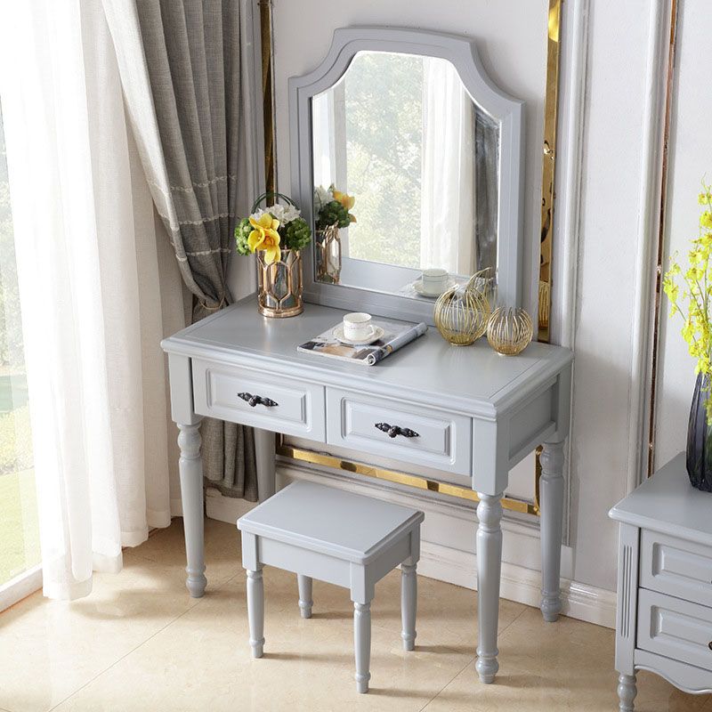 Bedroom Victorian Double Drawers Solid Wood Standing Make-up Vanity Clearhalo 'Bedroom Furniture' 'furn' 'furn_makeup_vanities' 'Furniture' 'Makeup Vanities' 'makeup_vanities' 1200x1200_9cf07180-603c-4466-89a5-7d01eb8ea2b7