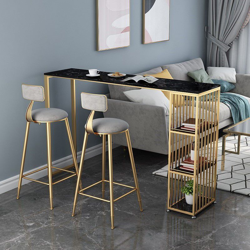 Glam Bar Table Artificial Marble Pub Table with Shelf for Living Room, Only Table Clearhalo 'Bar Furniture' 'Bar Tables' 'bar_tables' 'furn' 'furn_bar_tables' 'Furniture' 'furniture_bar_tables' 'Kitchen & Dining Furniture' 1200x1200_9cf0e3f9-7dcd-4970-85aa-ad697acdaf66