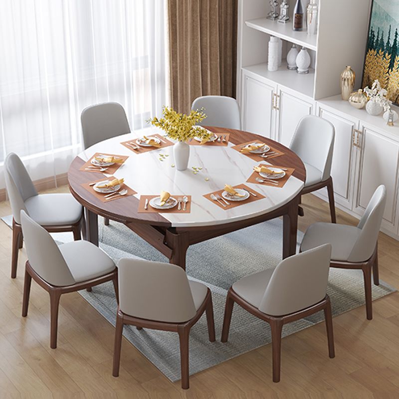 Round 4-foot Table Simplicity Style Faux Marble Dining Site Table with Drop-Leaf Clearhalo 'Dining Tables & Seating' 'Dining Tables' 'dining_table' 'furn' 'furn_dining_table' 'Furniture' 'Kitchen & Dining Furniture' 1200x1200_9cf2452a-c466-4027-ab00-4e0795e8c665