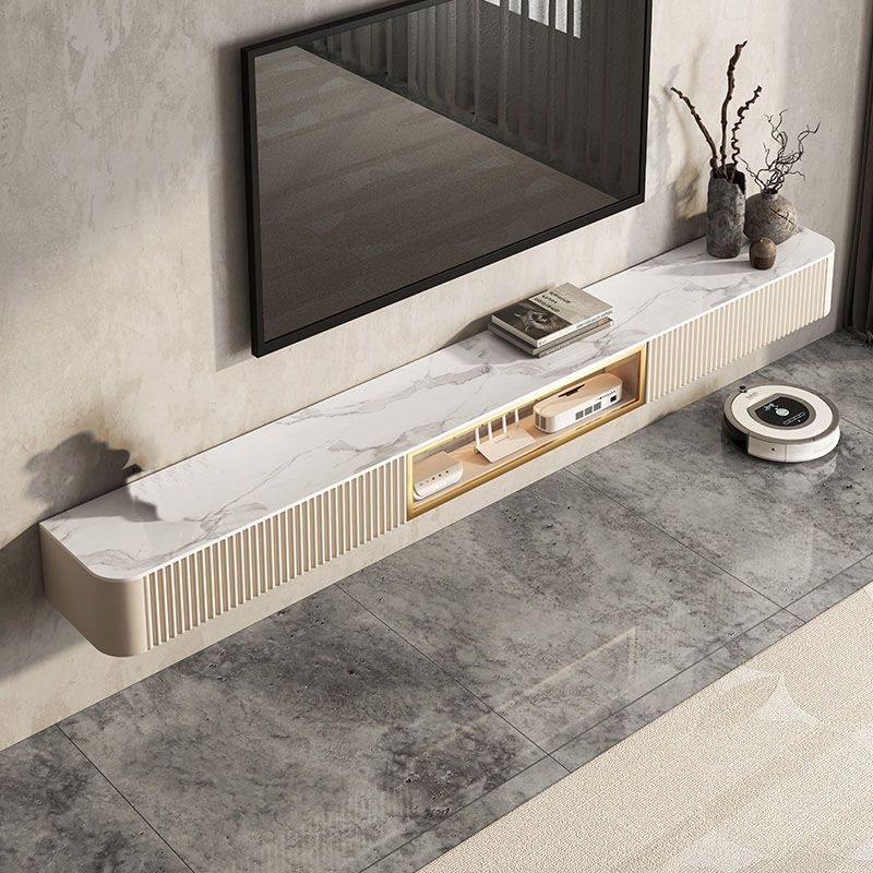 Schwimmende TV -Medien stehen zeitgenössische TV -Medienkonsole mit Schubladen