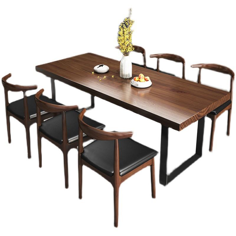 Modern Solid Wood Table Rectangular Pine Wood Dining Table with Black Sled Base Clearhalo 'Dining Tables & Seating' 'Dining Tables' 'dining_table' 'furn' 'furn_dining_table' 'Furniture' 'furniture_dining_table' 'Kitchen & Dining Furniture' 'kitchen' 'kitchen_dining_table' 1200x1200_9cf3bce6-0d10-43c3-b118-5f1b429d1baa