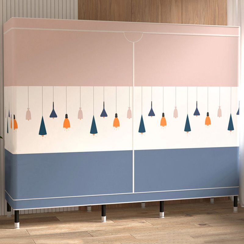 Contemporary Wardrobe Cabinet with Shelves Steel Wardrobe Armoire for Home