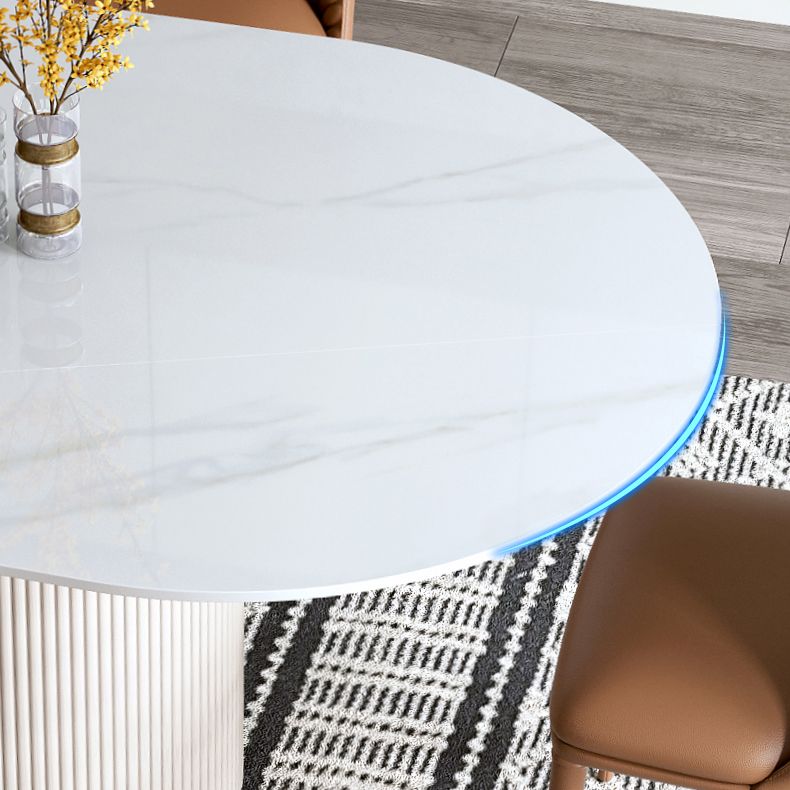 Luxe ovale eettafel Stenen eettafel met dubbel voetstuk