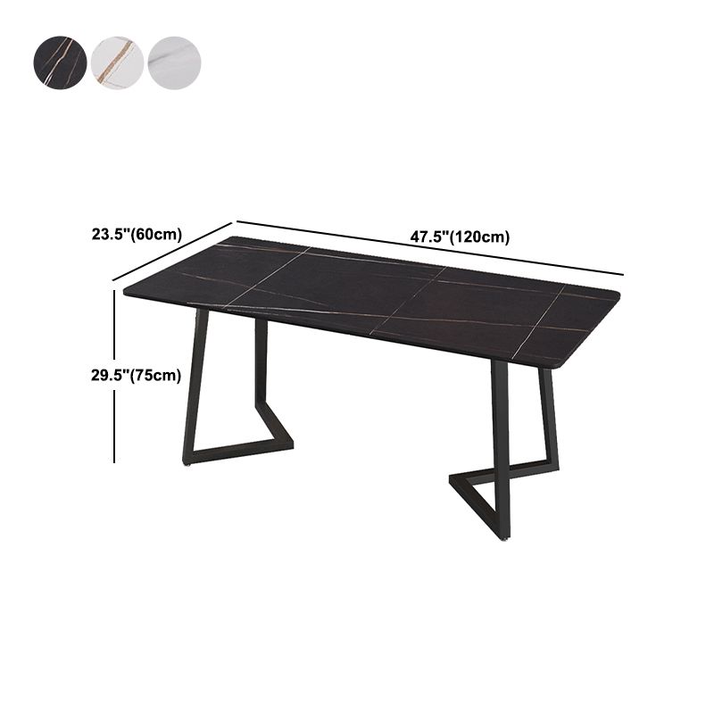 Modern Rectangle Stone Table for Restaurant Balck Metal Pedestal Dining Table Clearhalo 'Dining Tables & Seating' 'Dining Tables' 'dining_table' 'furn' 'furn_dining_table' 'Furniture' 'furniture_dining_table' 'Kitchen & Dining Furniture' 'kitchen' 'kitchen_dining_table' 1200x1200_9cf53229-d4fb-49b5-b191-a126d8b2da4d