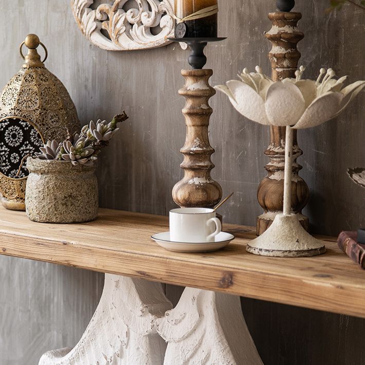 Mesa de consola de madera sólida de país francés mesa de acento angustiado