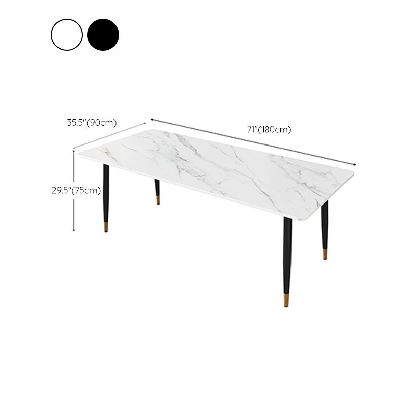 Modern Dining Rectangle Table Sintered Stone Table with Metal Legs for Home Clearhalo 'Dining Tables & Seating' 'Dining Tables' 'dining_table' 'furn' 'furn_dining_table' 'Furniture' 'Kitchen & Dining Furniture' 1200x1200_9cf72887-b514-42df-93bb-9becb570fa26