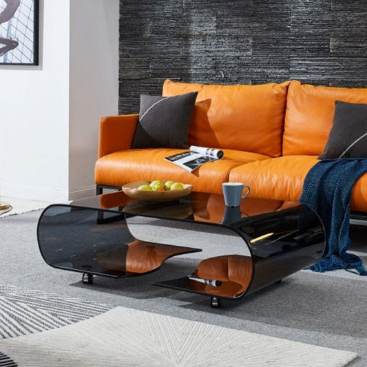 Tavolino geometrico in vetro con rotelle sullo scaffale contemporaneo incluso tavolo da cocktail