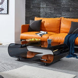 Geometric Glass Coffee Table with Casters Contemporary Shelf Included Cocktail Table