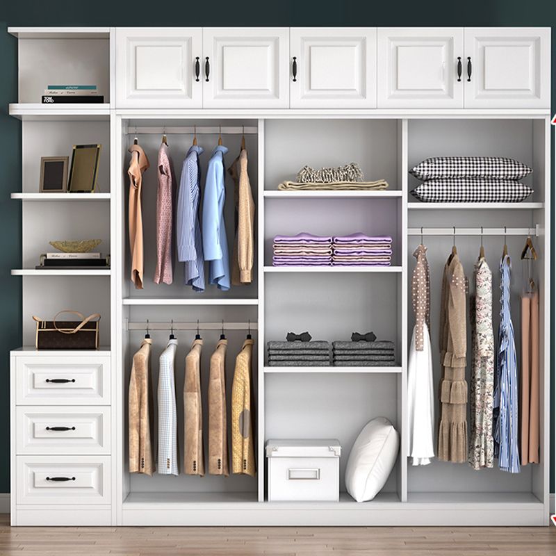 Modern Freestanding Wardrobe Armoire, 2-door Manufatured Armoire with Shelves in White Clearhalo 'Armoires & Wardrobes' 'armoires_wardrobes' 'Bedroom Furniture' 'furn' 'furn_armoires_wardrobes' 'Furniture' 1200x1200_9cf78300-4af4-416d-94e0-f7a294e53e28