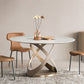 Modern Round Marble Top Dining Table with Metal Pedestal Base Clearhalo 'Dining Tables & Seating' 'Dining Tables' 'dining_table' 'furn' 'furn_dining_table' 'Furniture' 'Kitchen & Dining Furniture' 1200x1200_9cf84e8e-140e-49b4-b697-1f71f2d763ab