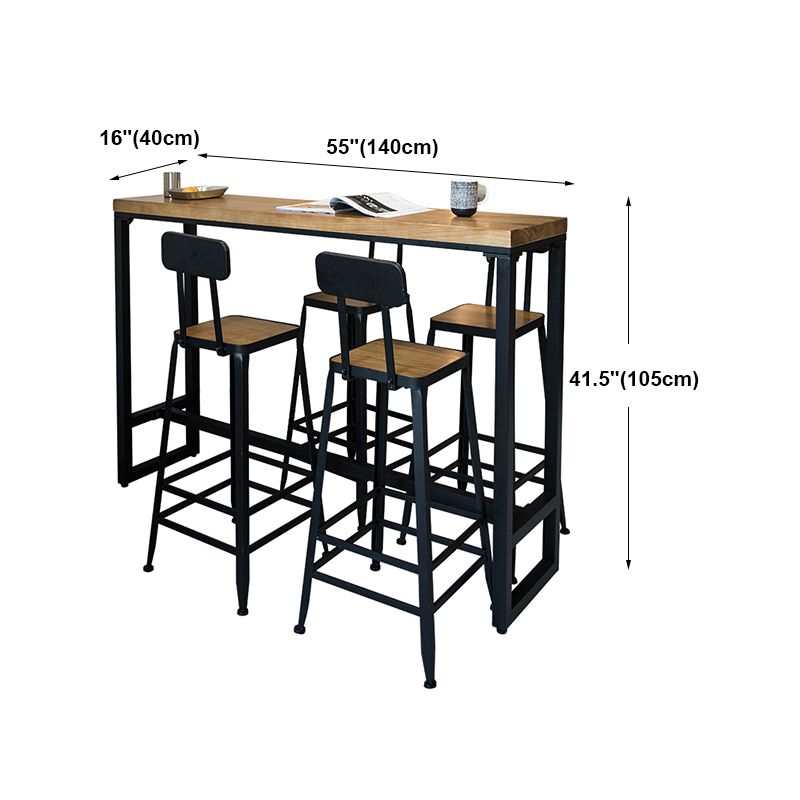 Modern Rectangle Bar Dining Table Wood Trestle Bar Height Pub Table with Iron Base Clearhalo 'Bar Furniture' 'Bar Tables' 'bar_tables' 'furn' 'furn_bar_tables' 'Furniture' 'furniture_bar_tables' 'Kitchen & Dining Furniture' 'kitchen&dining_furn' 'kitchen' 1200x1200_9cf88b96-7fc8-457a-a522-d2efc5ebf4b0