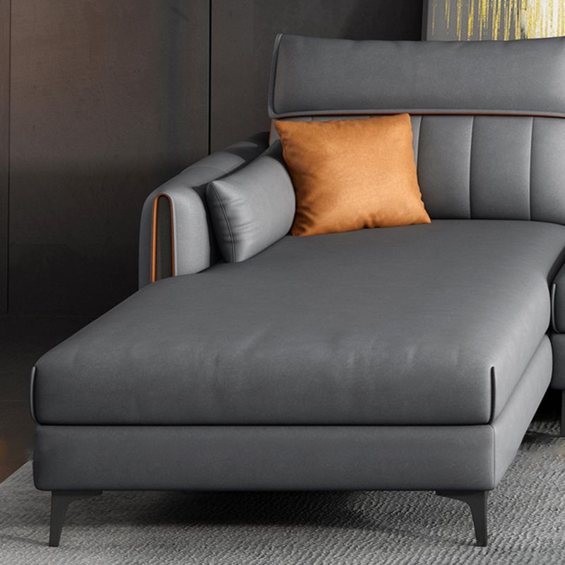 133.85" L x 70.86" W x 37.79" H Faux Leather Pillow Top Arm Sectional, Stain Resistant Clearhalo 'furn' 'furn_sectionals' 'Furniture' 'furniture_sectionals' 'Living Room Furniture' 'Sectionals' 1200x1200_9cf9fc47-4f78-42fd-9ec5-91033726e0d4