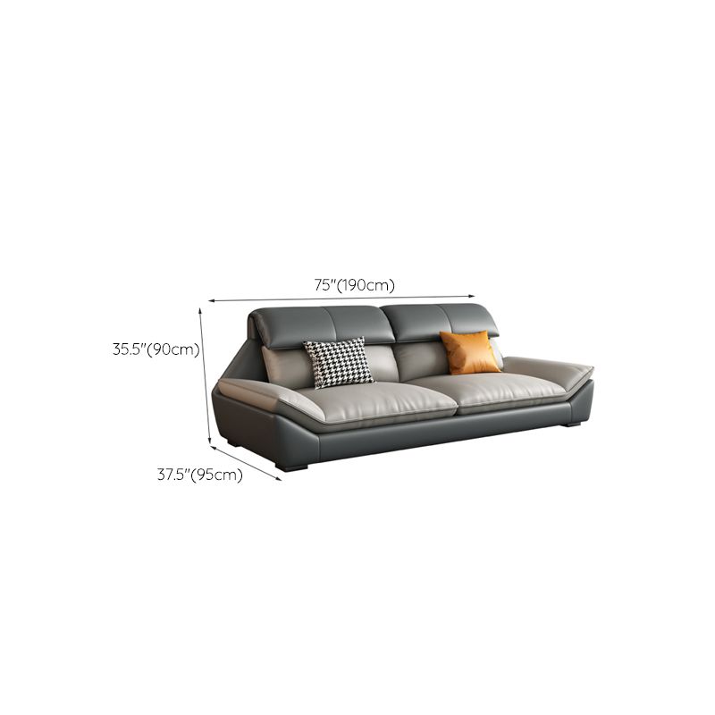 Faux Leather Sectional Sofa Light-grey Stain-Resistant Sofa for Living Room