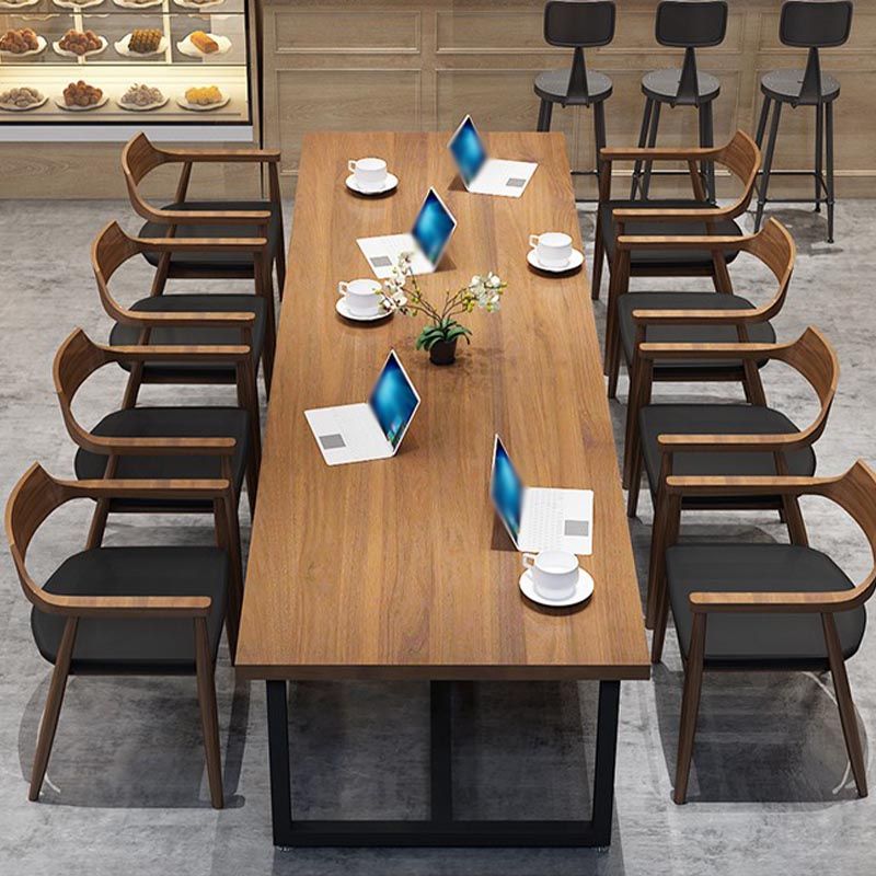 Industrial Rectangle Dinner Room Kitchen Table Brown Solid Wood Dinner Table