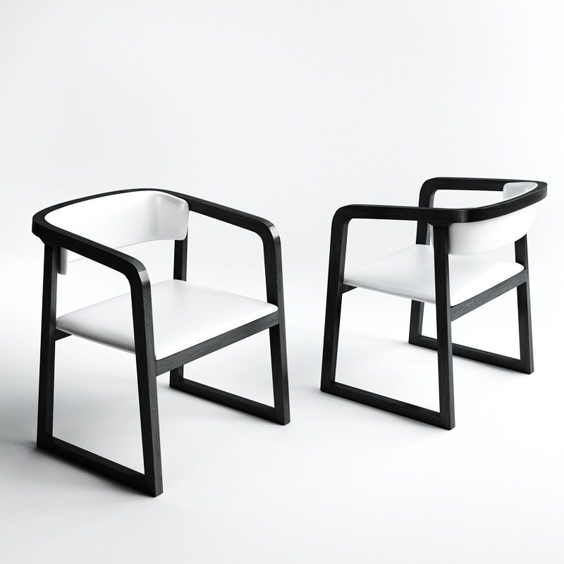 Modern Style Faux Leather Chair Open Back Side Chairs with Wood Legs for Kitchen