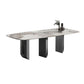 Modern Style Dining Table Sintered Stone Rectangle Table with Stainless Steel Base