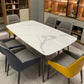 Mesa de comedor de piedra rectangular 4 patas Muebles de 4 patas Base de metal para el hogar