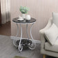 Glam Round Glossy Marble Top End Table Metal Curved Sofa Side End Table