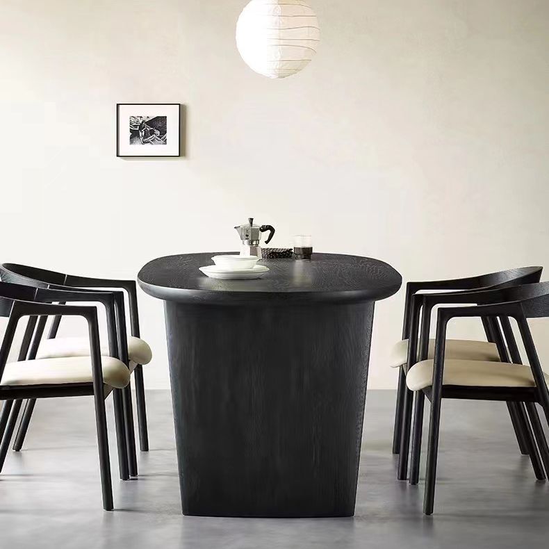 Eetkamer eettafel dubbele voetstuk houten eettafel in zwart