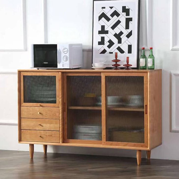 Sideboard in legno contemporaneo 3 cassetti e porte armadio per soggiorno