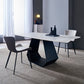 Table à manger rectangulaire à base noire, Table moderne en pierre pour salle à manger