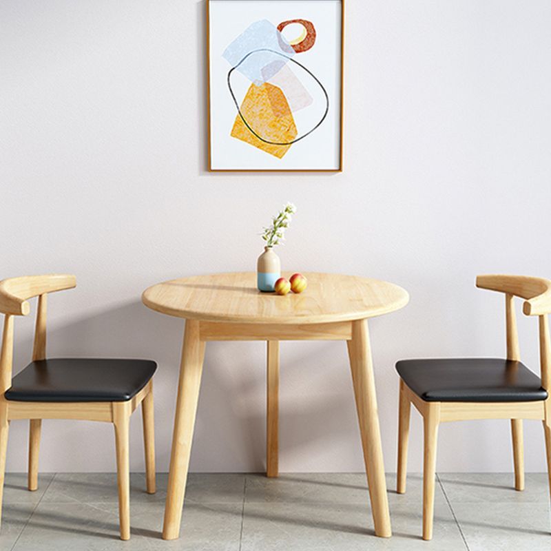 Natural Finish Rubberwood Dining Set 1/3/4/5 Pieces Modern Dinette Set