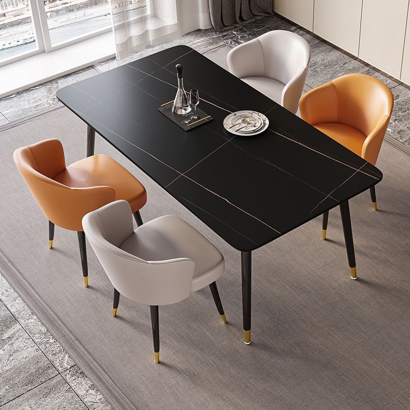 Stone Top Dining Table Contemporary Table with 4 Legs in Black Clearhalo 'Dining Tables & Seating' 'Dining Tables' 'dining_table' 'furn' 'furn_dining_table' 'Furniture' 'furniture_dining_table' 'Kitchen & Dining Furniture' 'kitchen' 'kitchen_dining_table' 1200x1200_9d068f90-1e4f-4562-a353-058a1c956022