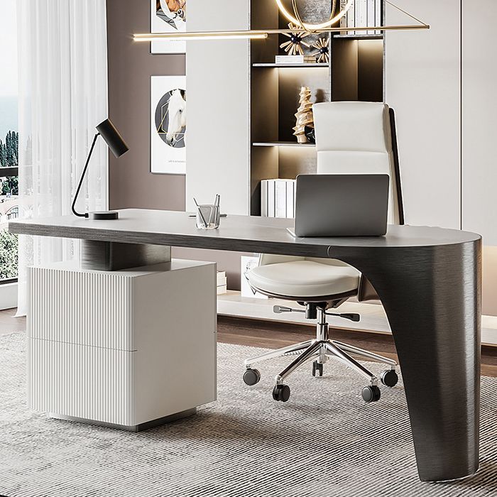 Glam Office Desk Peninsula Schreibtisch mit Chrommetallbasis