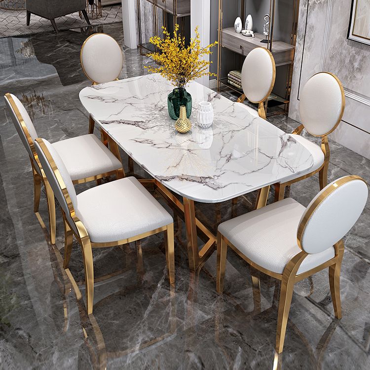 Metal Traditional Luxury Rectangle Indoor Table Sintered Stone Dining Table with Trestle Clearhalo ' dining_table' 'Dining Tables & Seating' 'Dining Tables' 'furn' 'furn_dining_table' 'Furniture' 'furniture_dining_table' 'Kitchen & Dining Furniture' 'kitchen&dining_furn' 'kitchen' 'kitchen_dining_table' 1200x1200_9d06d0e2-4eba-4663-a2d1-a1eacdca6d79