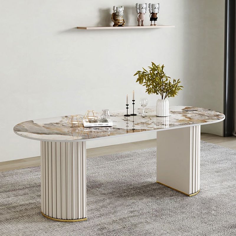 モダンスタイルの焼結ストーンダイニングセットオーバル1/2/5/6/7ピースダイニングセットダイニングエリア