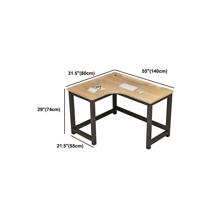 Modern Corner Wooden Writing Desk Cable Management H-Shape Office Desk with Metal Legs Clearhalo 'furn' 'furn_office_desk' 'Furniture' 'Office Desks' 'Office Furniture' 'office_desk' 1200x1200_9d08248f-9b99-49b8-b4a9-33a15814a48c