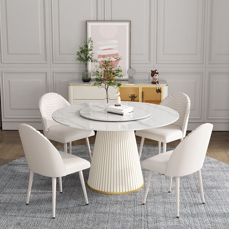 Modern Style Dining Table Round White Sintered Stone Dining Table for Home Use Clearhalo ' dining_table' 'Dining Tables & Seating' 'Dining Tables' 'furn' 'furn_dining_table' 'Furniture' 'furniture_dining_table' 'Kitchen & Dining Furniture' 'kitchen&dining_furn' 'kitchen' 'kitchen_dining_table' 1200x1200_9d0a2feb-6b6c-469c-9a5f-08073b0cb4ab