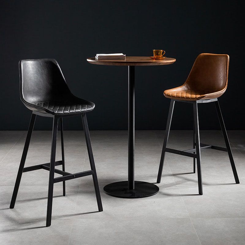 Industrial Round Wood Indoor Pub Bar Table Steel Single Pedestal Bar Dining Table Clearhalo 'Bar Furniture' 'Bar Tables' 'bar_tables' 'furn' 'furn_bar_tables' 'Furniture' 'furniture_bar_tables' 'Kitchen & Dining Furniture' 1200x1200_9d0bafaf-7be4-4b4e-9324-fe3c6c411d6d