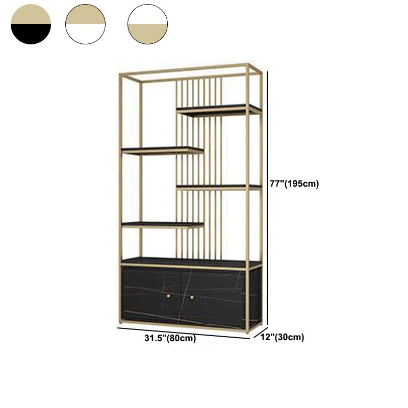 Modern Metal Bookcase Standard Bookshelf With Doors 76.7" H x 11.8" W Clearhalo 'Bookcases' 'furn' 'furn_bookcases' 'Furniture' 'Office Furniture' 1200x1200_9d0d3b97-858d-464a-a9e7-13f0ea066c61