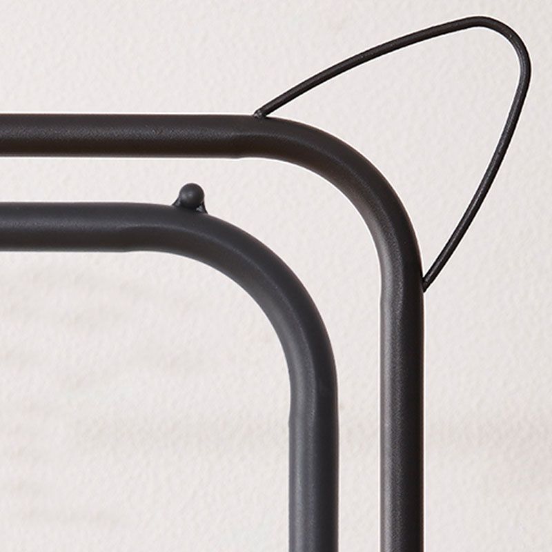 Contemporary Metal Coat Hanger Storage Basket Lower Shelf and Castor Entry Hall Tree