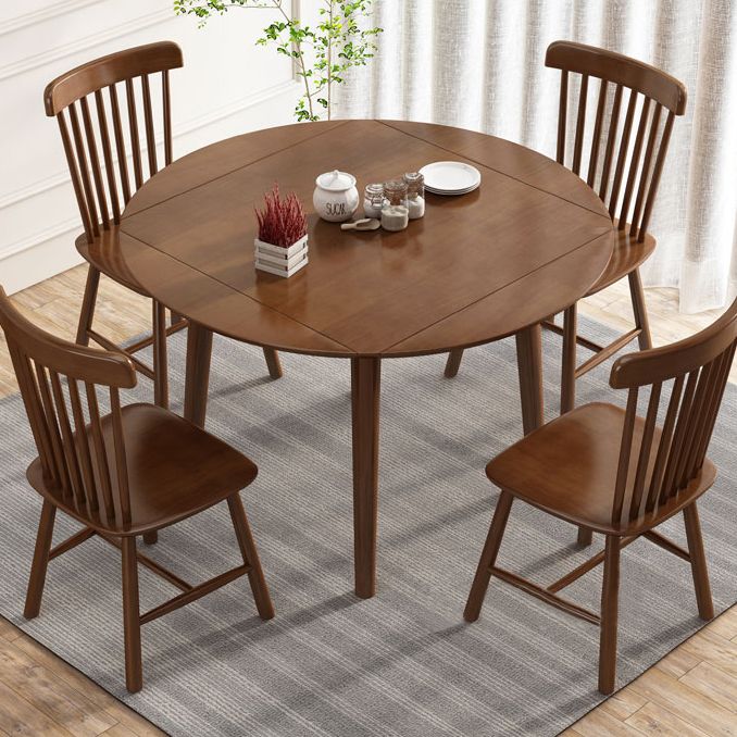 Round Home Kitchen Dinner Furniture Drop Leaf Rubberwood Solid Wood Dining Table Clearhalo 'Dining Tables & Seating' 'Dining Tables' 'dining_table' 'furn' 'furn_dining_table' 'Furniture' 'Kitchen & Dining Furniture' 1200x1200_9d118325-ab1e-43de-bf0f-d0d8826bcc14