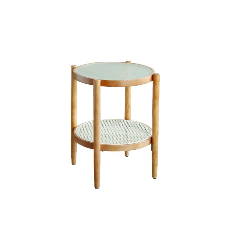 Round Glass/ Wood Top Coffee Table 4 Legs Cocktail Table with Shelf Clearhalo 'Coffee & Accent Tables' 'Coffee Tables' 'coffee_tables' 'furn' 'furn_coffee_tables' 'Furniture' 'Living Room Furniture' 1200x1200_9d11da91-3539-4f4e-8f24-a7ae8bbcfd1d