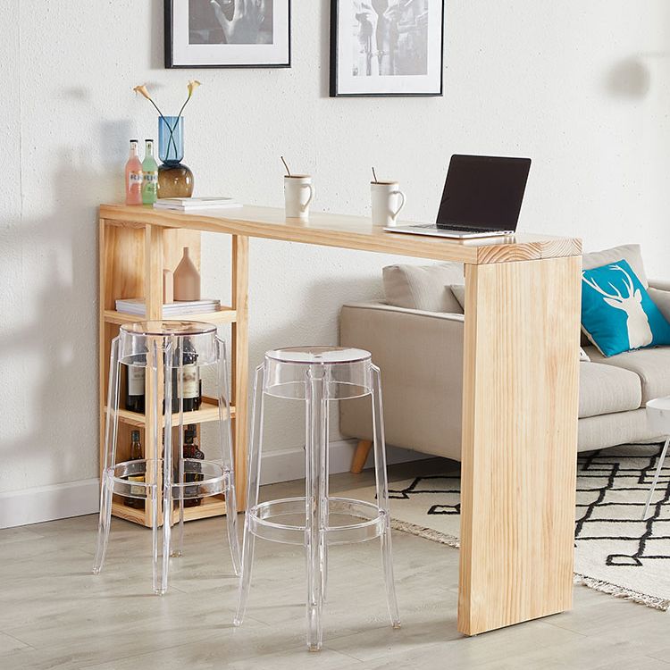 Contemporary Bar Dining Table Rectangle Wood Bar Table with Shelves in Brown Clearhalo 'Bar Furniture' 'Bar Tables' 'bar_tables' 'furn' 'furn_bar_tables' 'Furniture' 'furniture_bar_tables' 'Kitchen & Dining Furniture' 'kitchen&dining_furn' 'kitchen' 1200x1200_9d1287d9-75ee-44d5-9773-4fa57805cae1