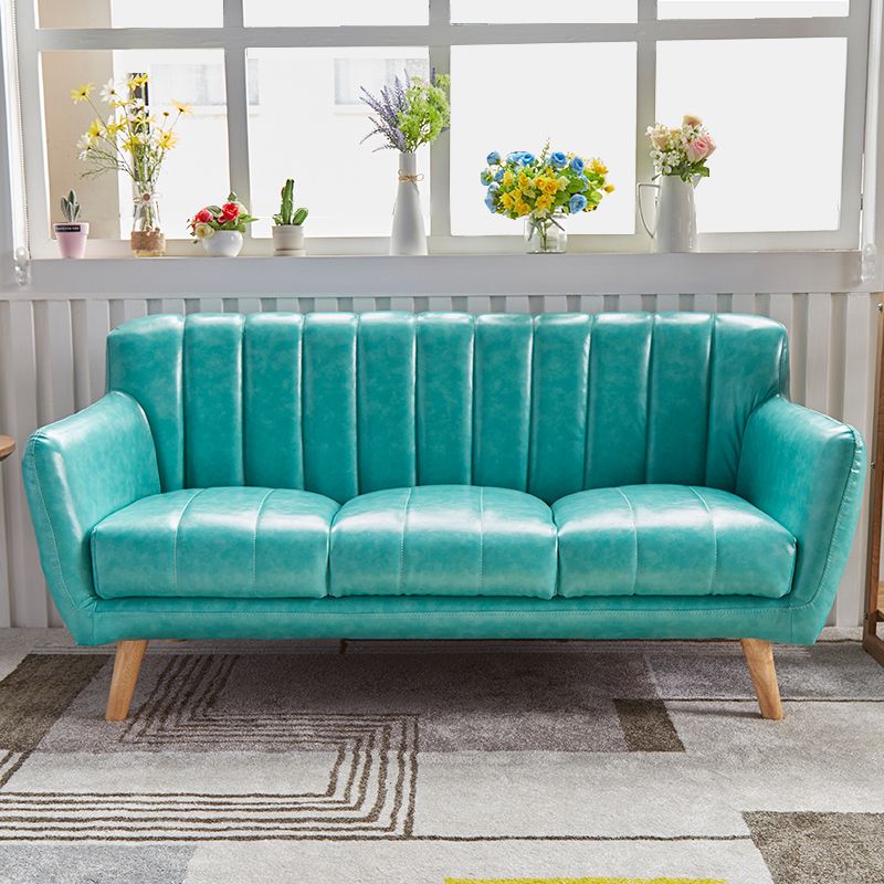 Modern Stain-Resistant Leather Sofa Square Arm Settee with Tight Back Clearhalo 'furn' 'furn_sofas' 'Furniture' 'furniture_sofas' 'kitchen' 'kitchen_sofas' 'Living Room Furniture' 'Sofa' 'sofas' 1200x1200_9d12a1d3-f58d-4afb-b48e-12aca630c2b0